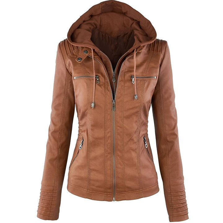 Janene - Komfortable, wasserfeste Lederjacke mit Kapuze für Frauen