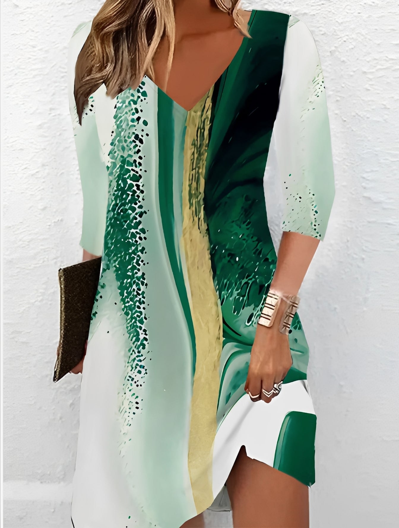 Alicia - Schickes Kleid mit V-Ausschnitt und Muster für Damen