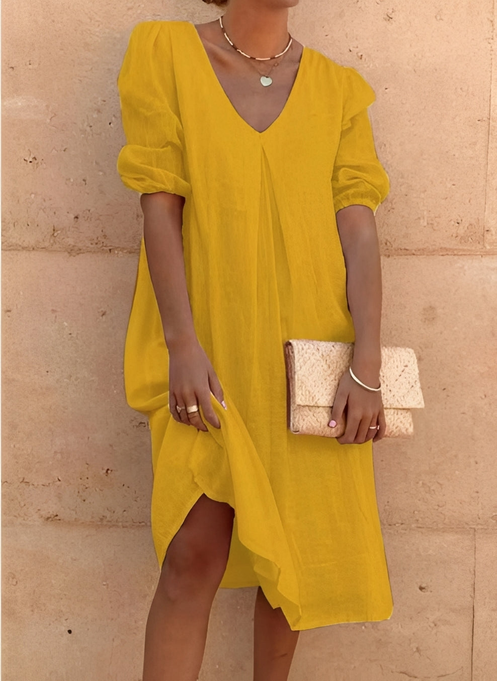 Nancy - Lockeres, bequem geschnittenes Midikleid für Damen