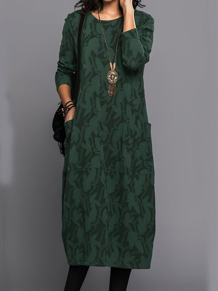Kadence - Schickes Damenkleid mit langen Ärmeln und Muster