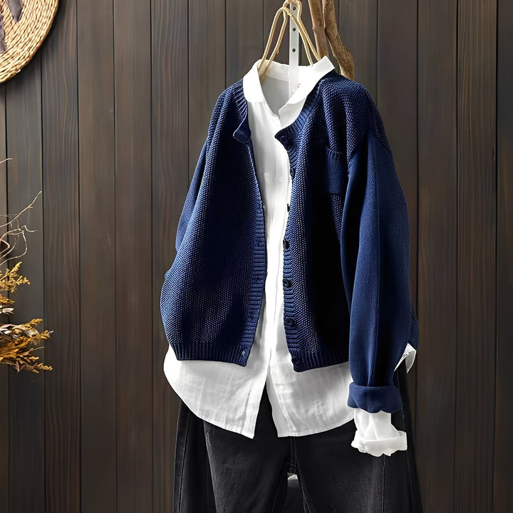 Shanon - Klassische, locker geschnittene Damen-Strickjacke