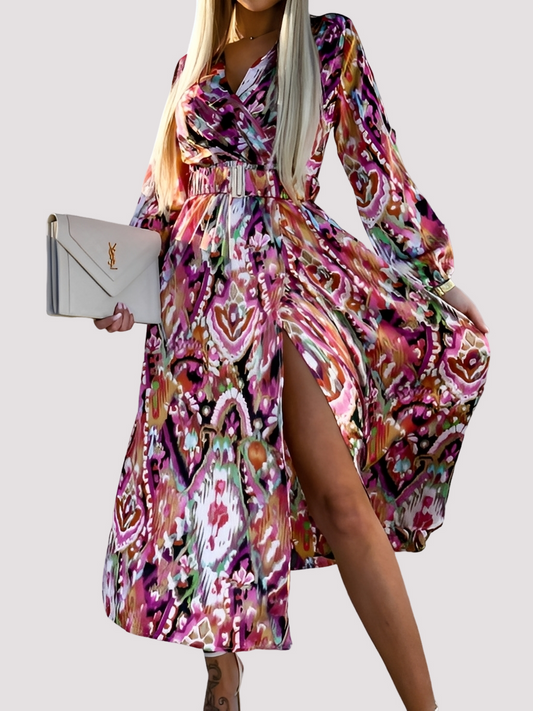 Alina - Elegantes Bohemian-Kleid mit hohem Schlitz für Frauen