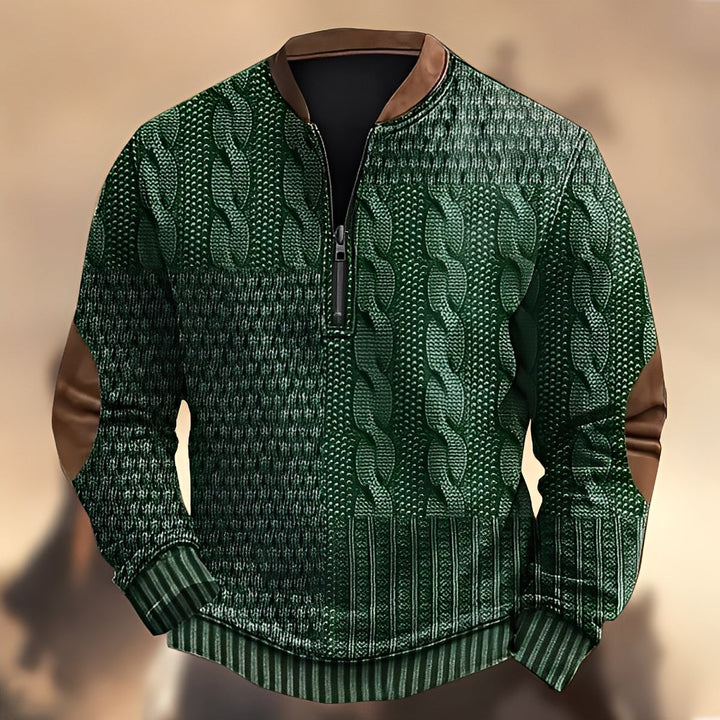 Edmund - Bequemer Pullover mit Druck und Reißverschluss für Herren