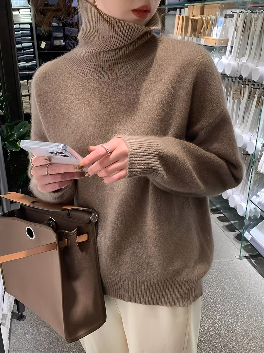 Adrienne - Schicker, locker geschnittener Kaschmir-Rollkragenpullover