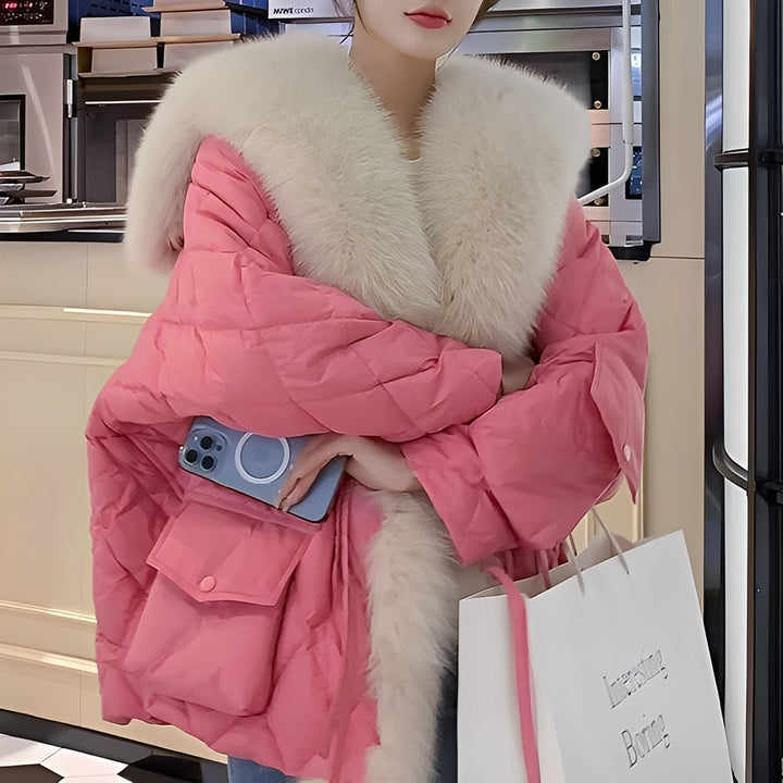 Marjorie - Modische Daunenjacke mit Pelzkragen für Damen