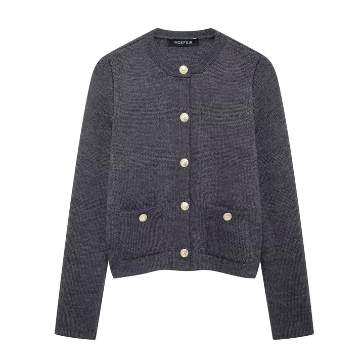 Zinnia - Bequeme Strickjacke mit goldfarbenen Knöpfen für Damen