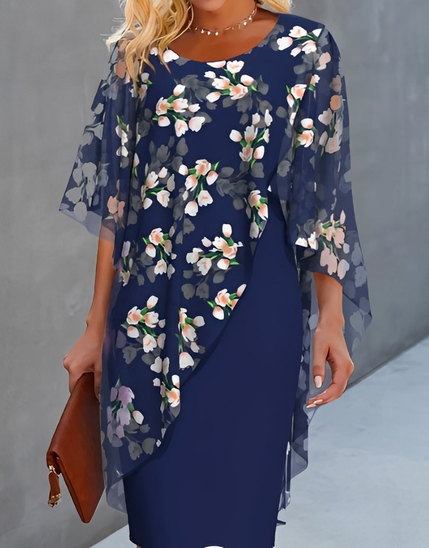 Melanie - Elegantes Chiffonkleid mit floralen Mustern für Damen