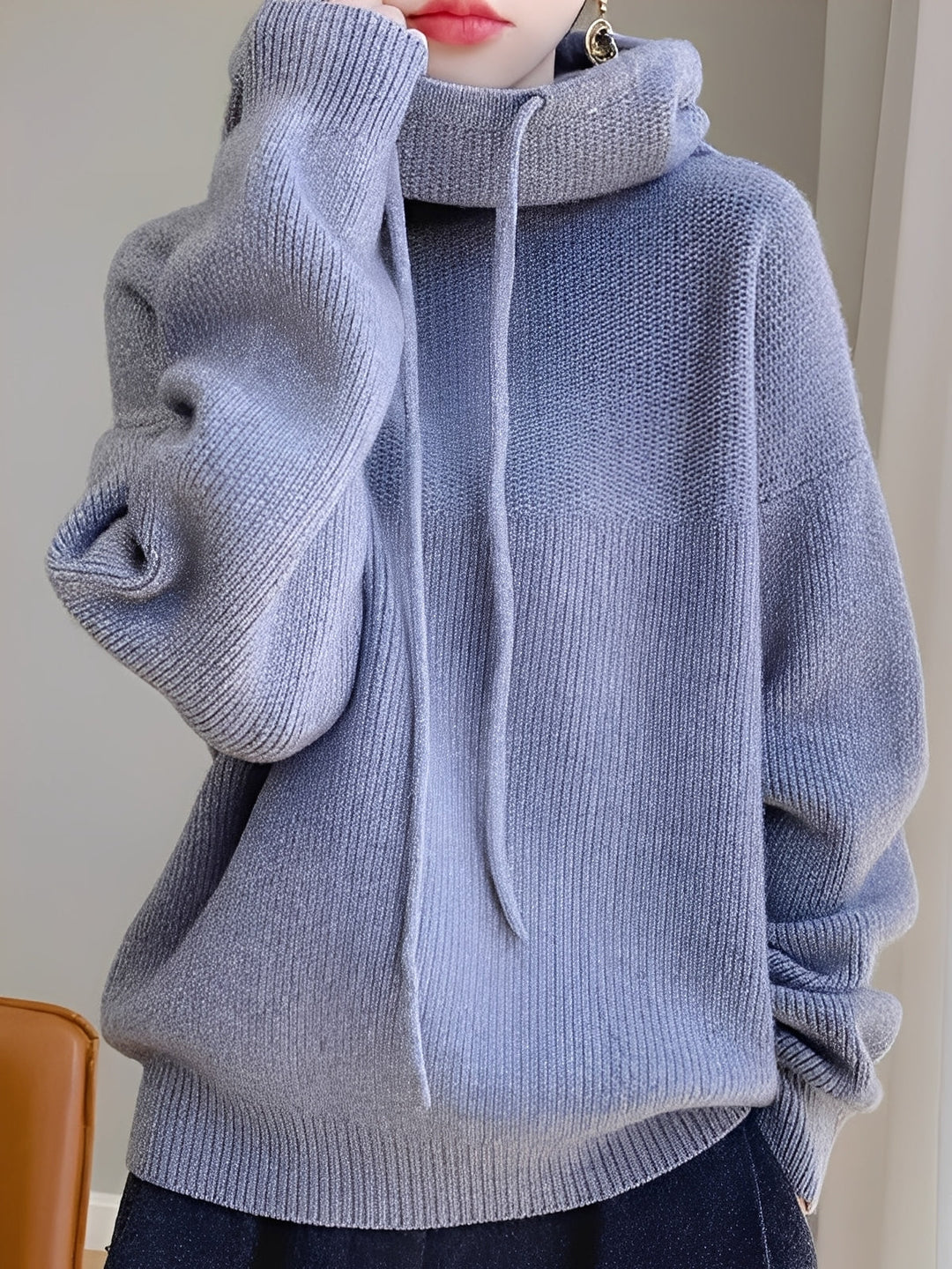 Roxane - Weicher, gemütlicher Damen-Wollpullover mit Kapuze