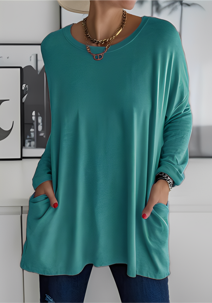 Krystle - Lockeres Damenshirt mit langen Ärmeln und Taschen