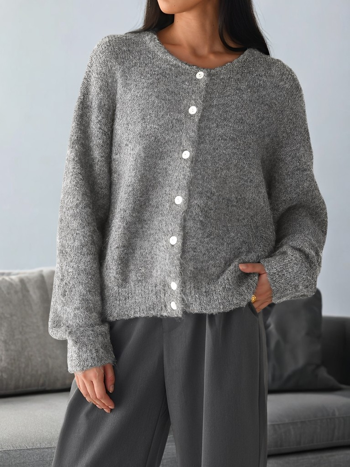 Rowena - Vintage-Wollmantel mit Knöpfen für Damen