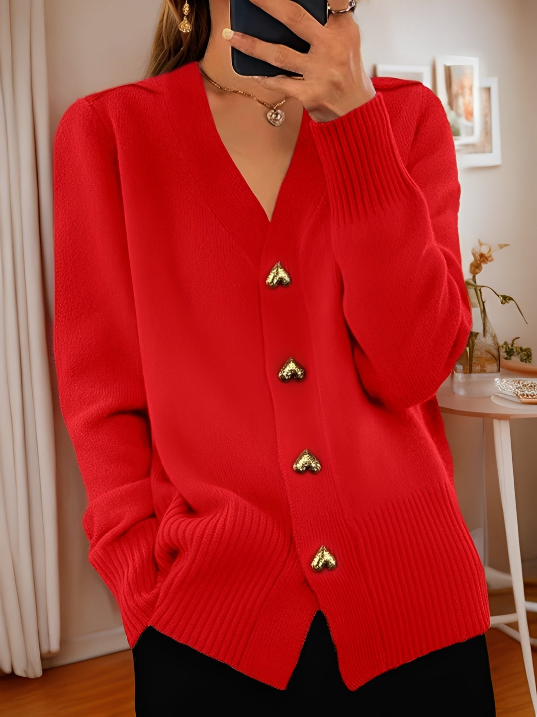 Annalee - Eleganter Damen-Cardigan mit herzförmigen Knöpfen