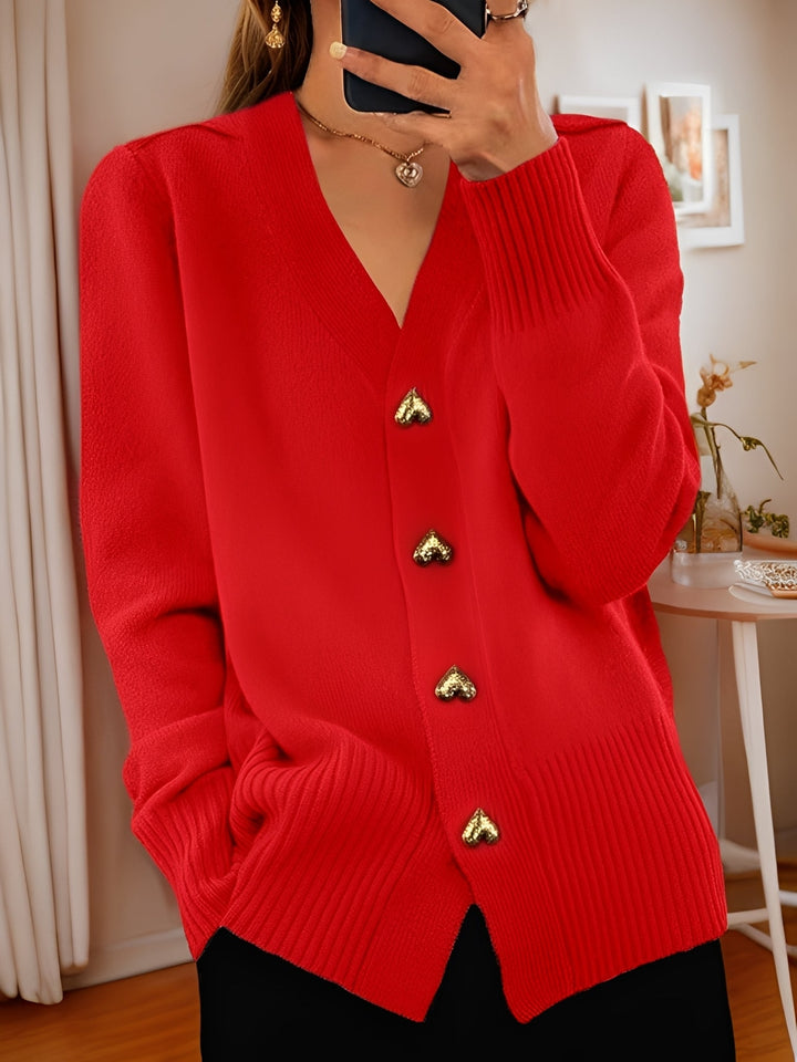 Annalee - Eleganter Damen-Cardigan mit herzförmigen Knöpfen