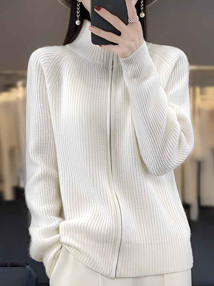 Brylee - Moderne Damen-Strickjacke aus Wolle mit Reißverschluss