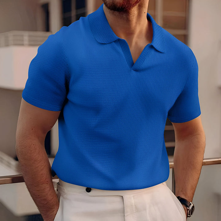 Harley - Einfaches Herren-Poloshirt mit kurzen Ärmeln und Wabenmuster