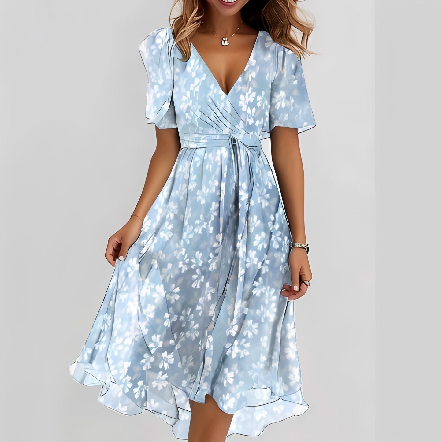 Gemma - Elegantes Midikleid mit kurzen Ärmeln für Damen