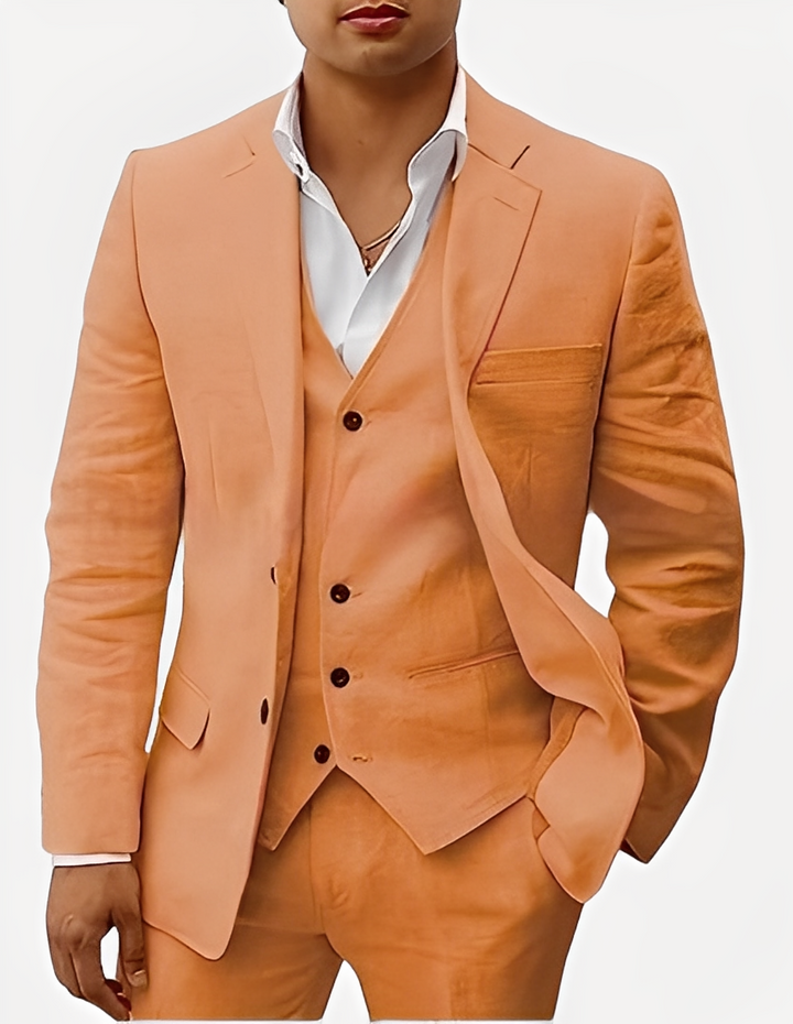 Beckham - Elegantes dreiteiliges Herren-Leinen-Set