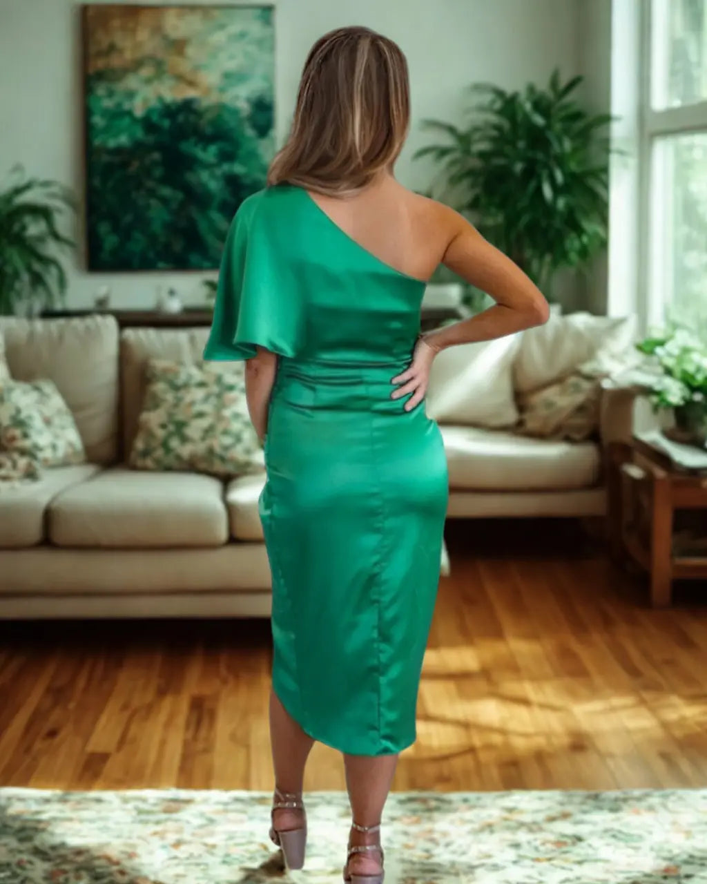 Aisha - Elegantes Drapé-Midikleid für Damen