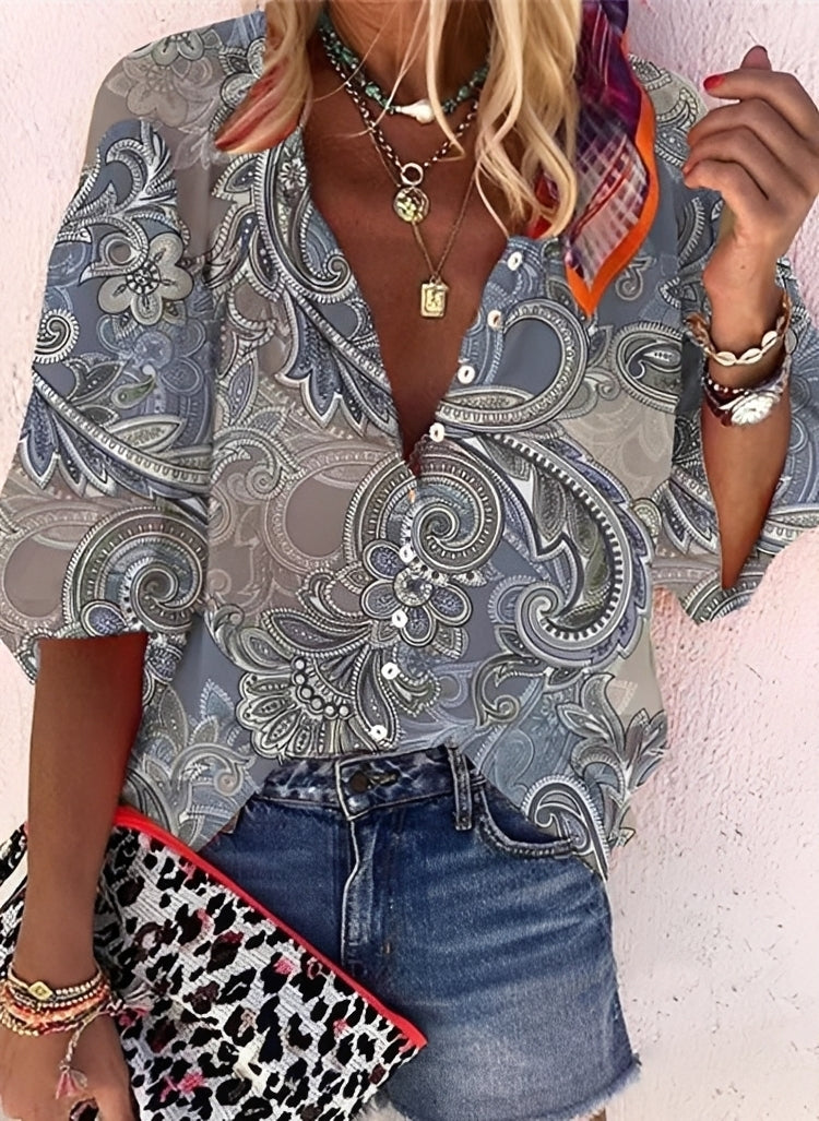 Kristina - Farbenfrohe, leger geschnittene Damenbluse