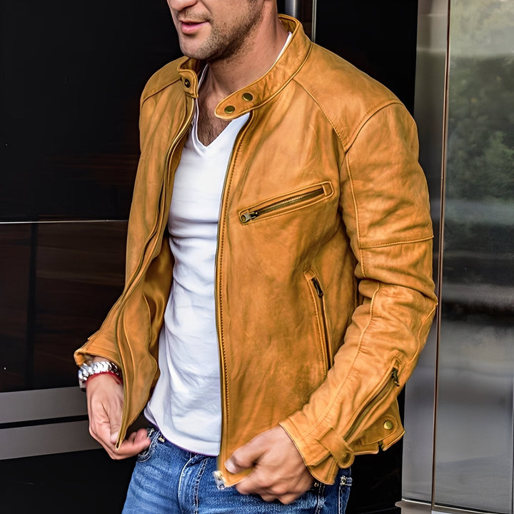 Hayden - Klassische Lederjacke mit Taschen und Reißverschluss für Herren