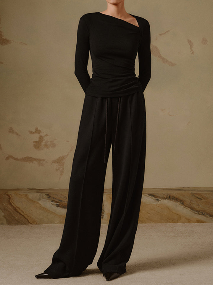 Selina – Streifenförmiges Asymmetrisches Langarmshirt