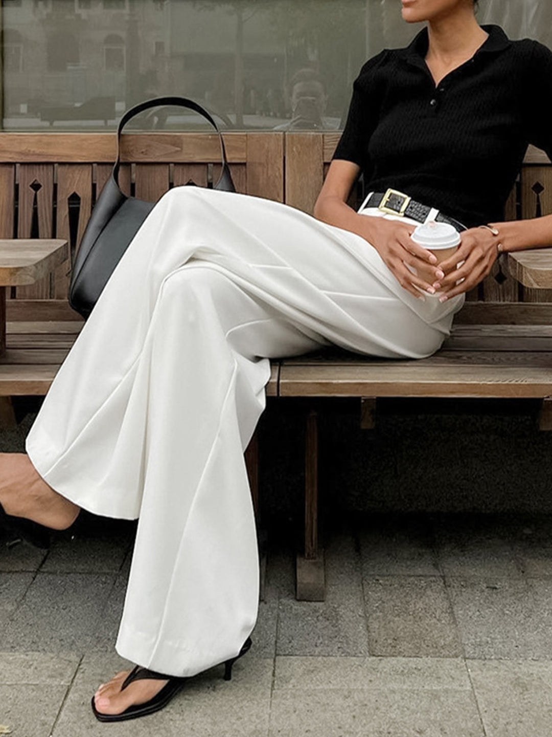 Marlene – Breite Stoffhose Ohne Gürtel