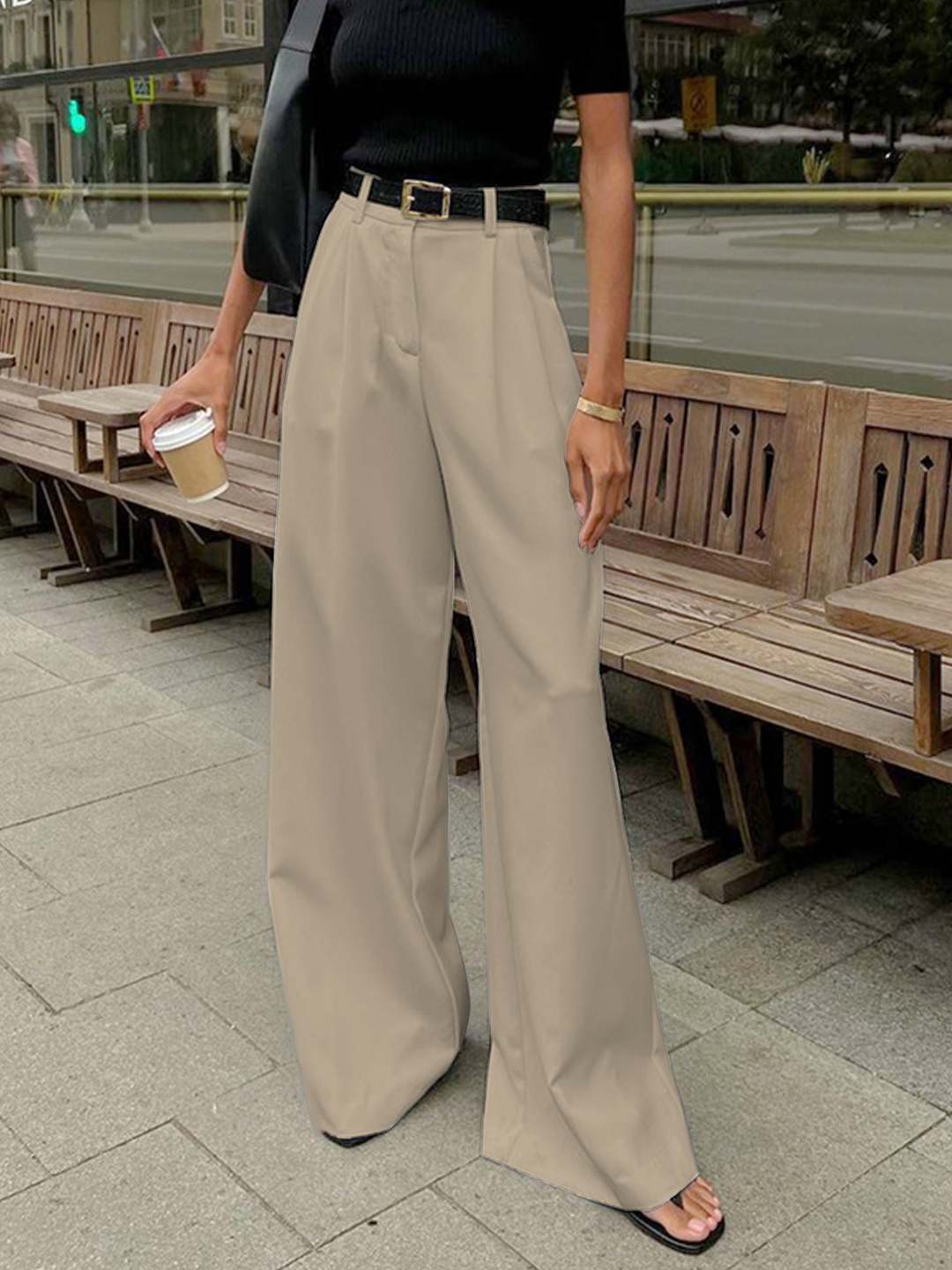 Marlene – Breite Stoffhose Ohne Gürtel