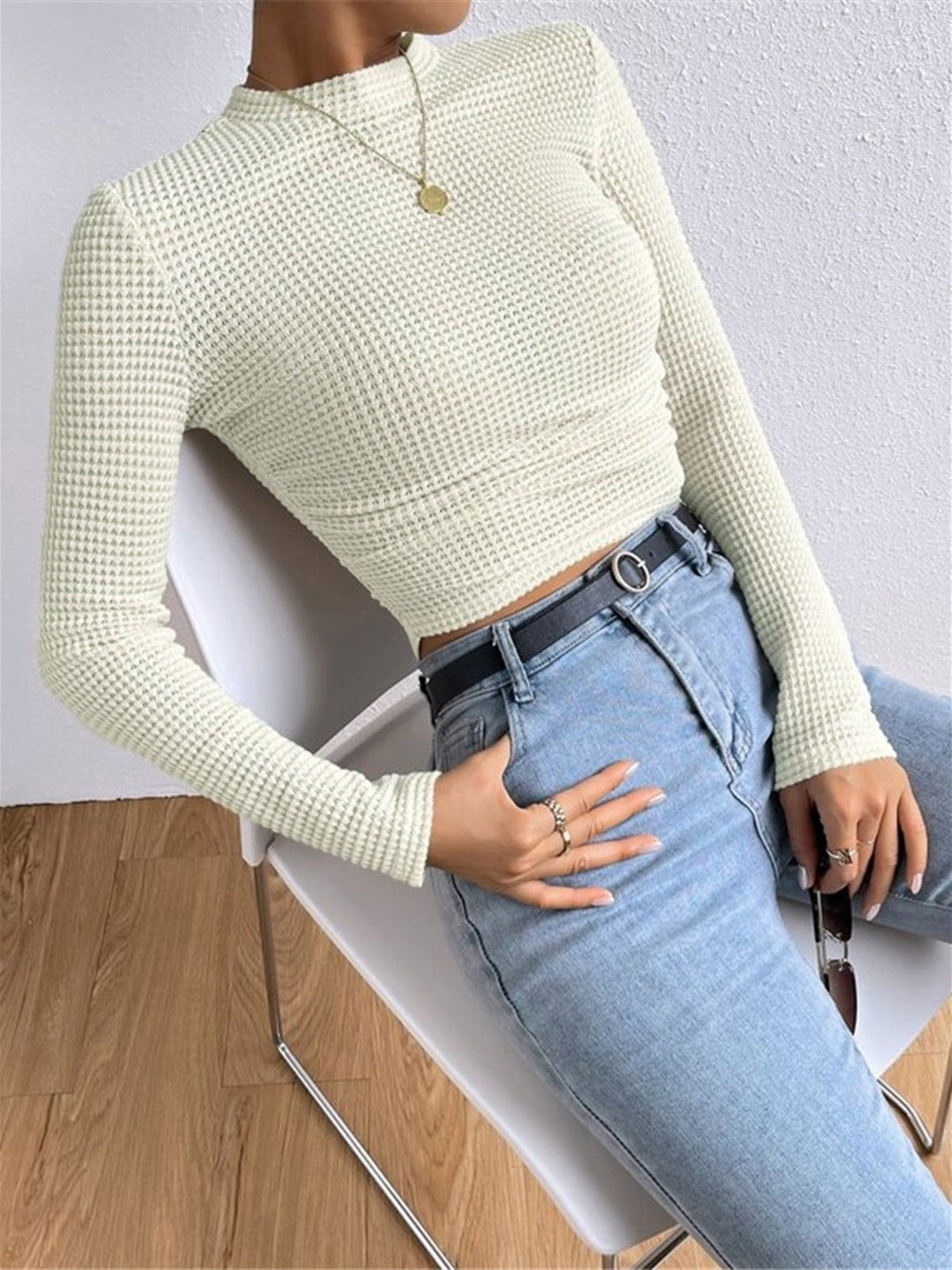 Tessa – Slim-Pullover aus Waffelstrick