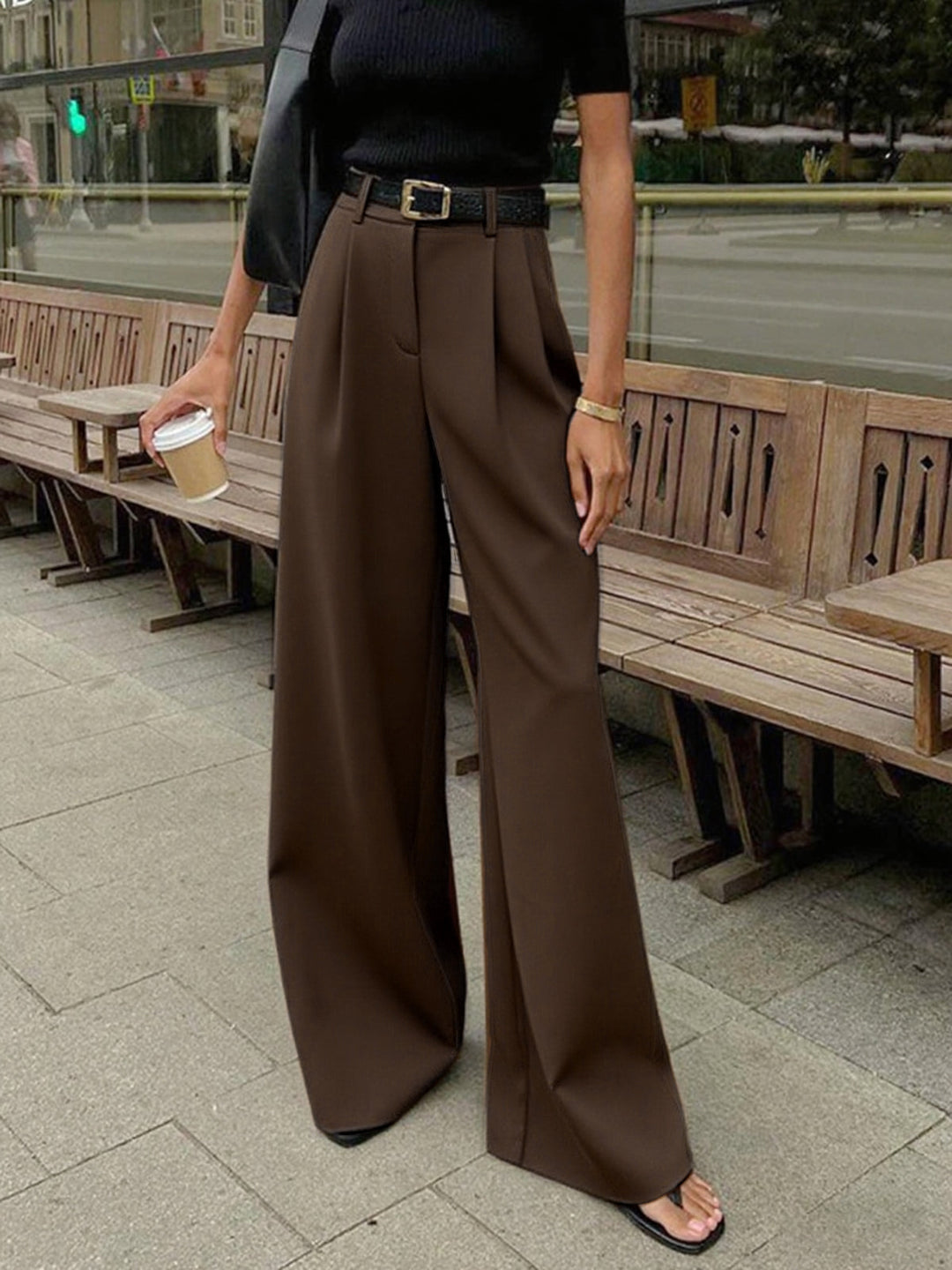 Marlene – Breite Stoffhose Ohne Gürtel