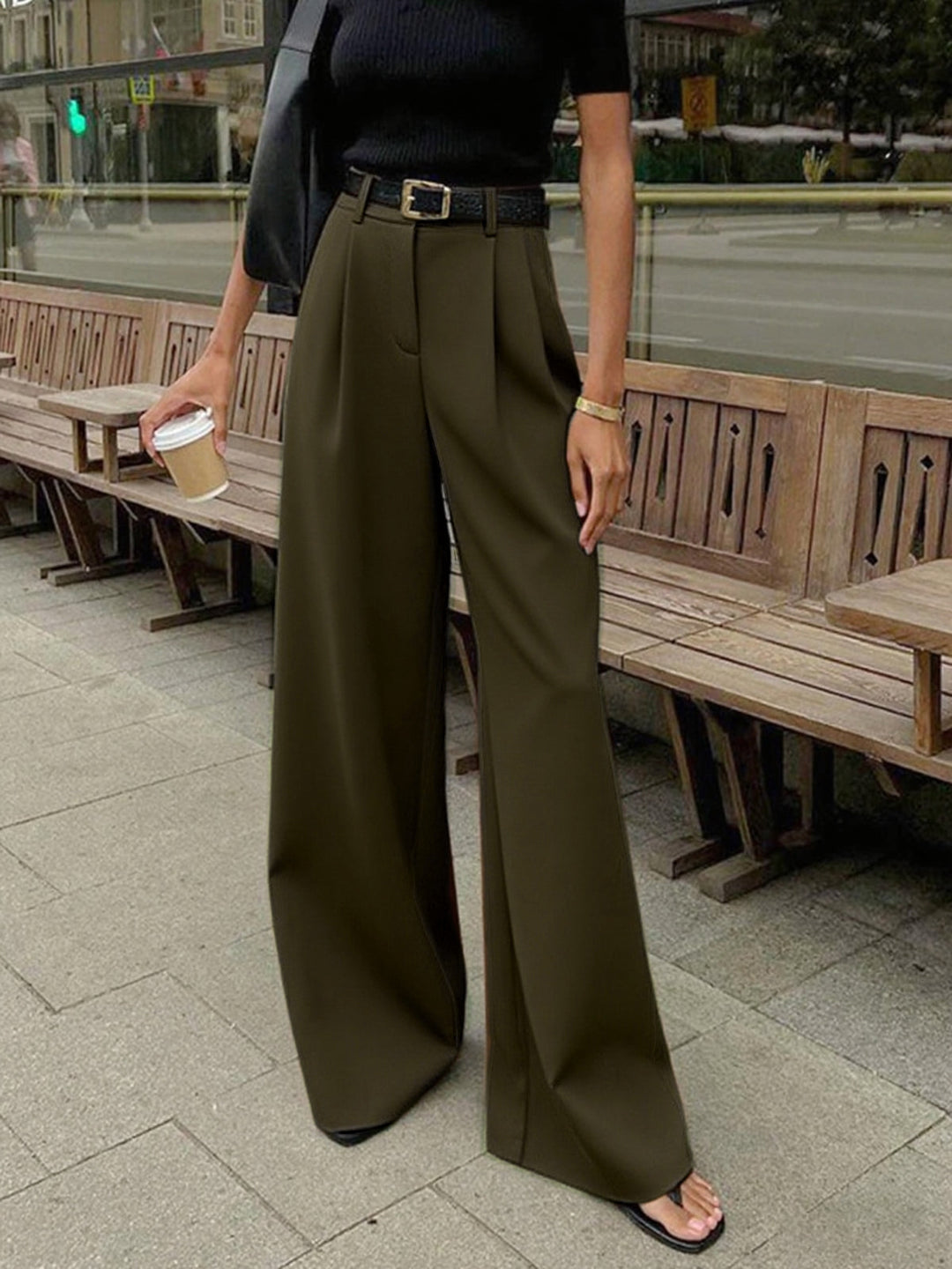 Marlene – Breite Stoffhose Ohne Gürtel