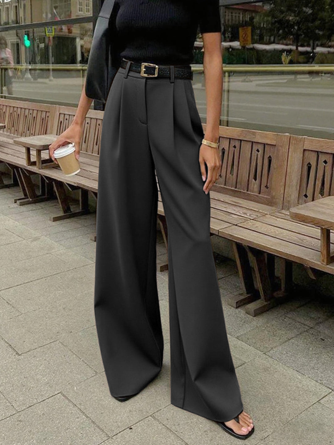 Marlene – Breite Stoffhose Ohne Gürtel