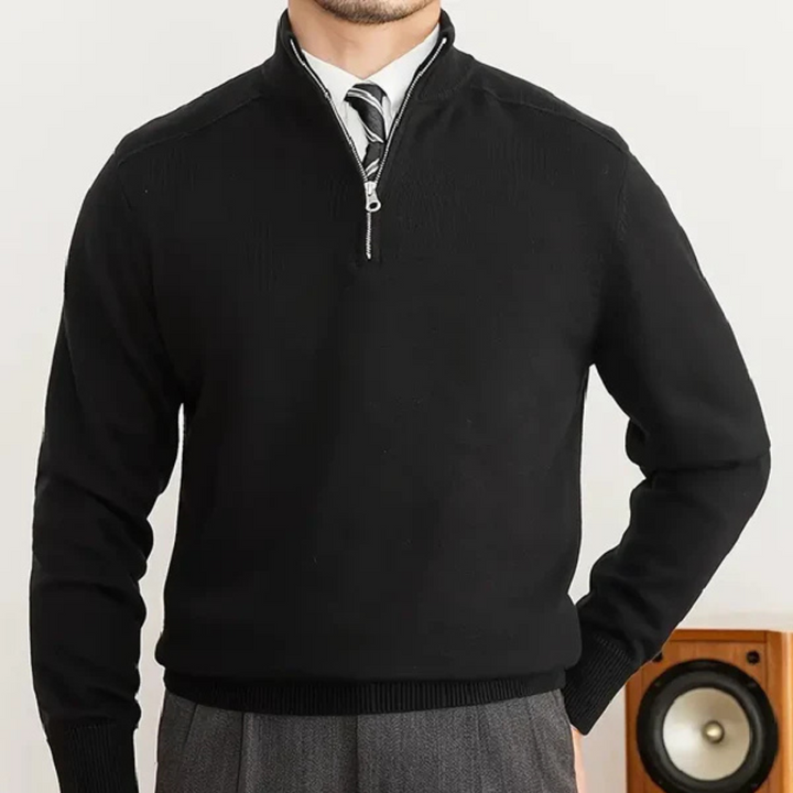 Olivier - Baumwollpullover mit halbem Zipper