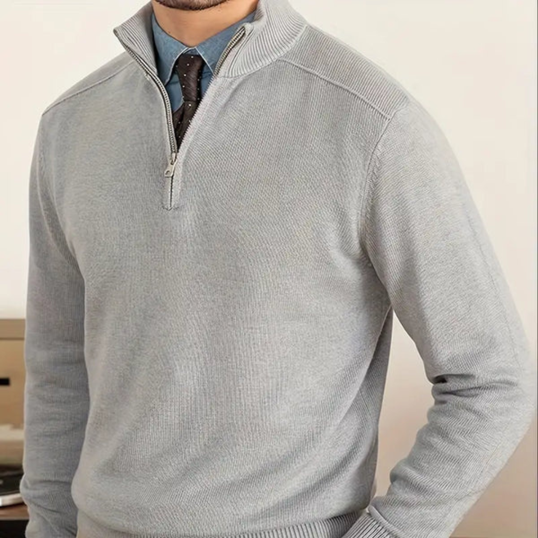 Olivier - Baumwollpullover mit halbem Zipper