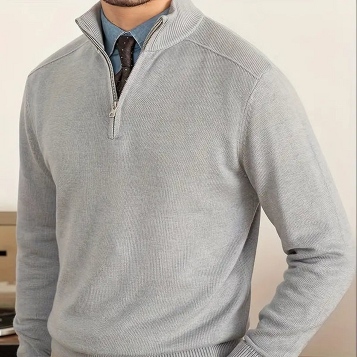 Olivier - Baumwollpullover mit halbem Zipper