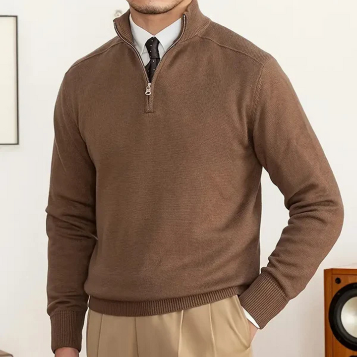 Olivier - Baumwollpullover mit halbem Zipper