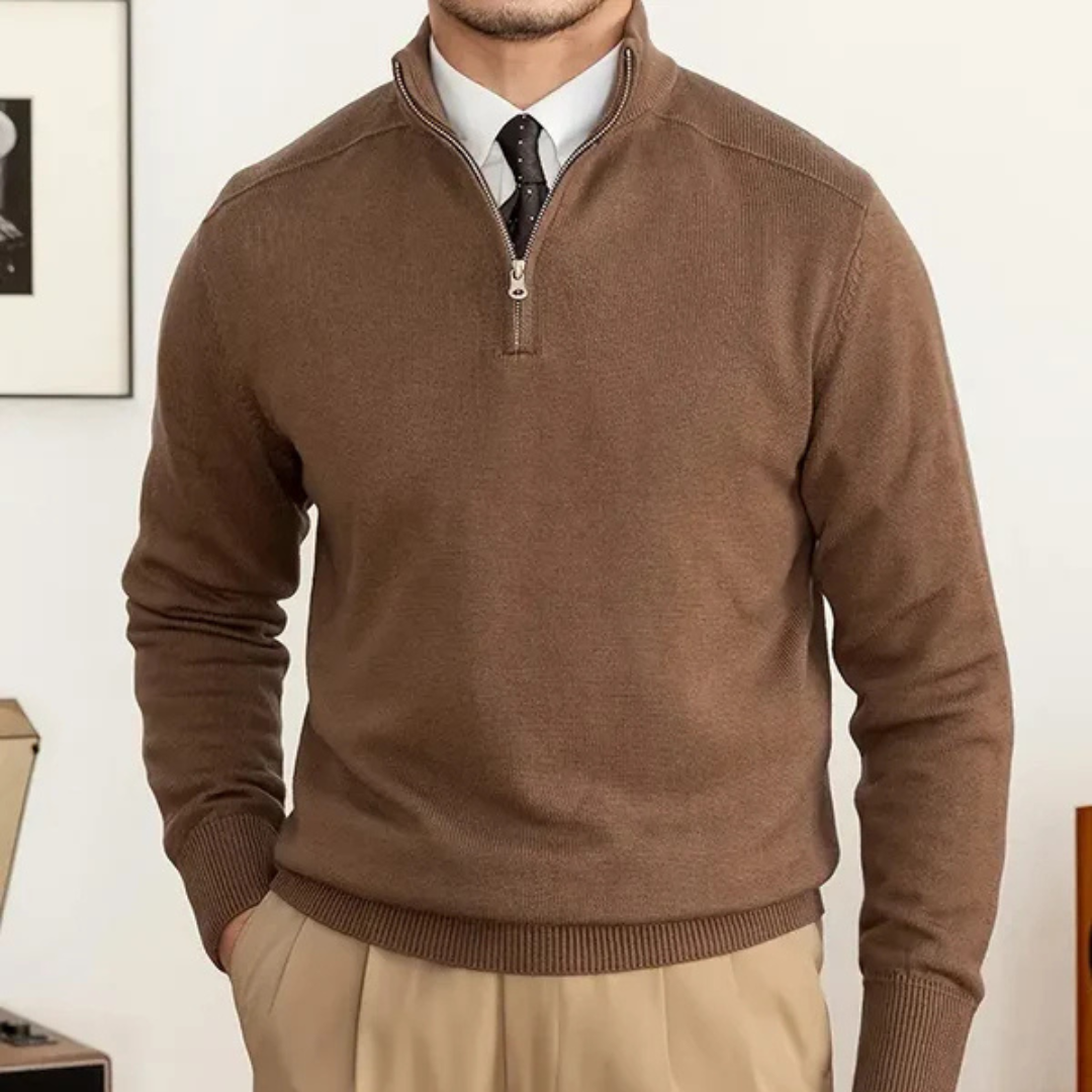 Olivier - Baumwollpullover mit halbem Zipper