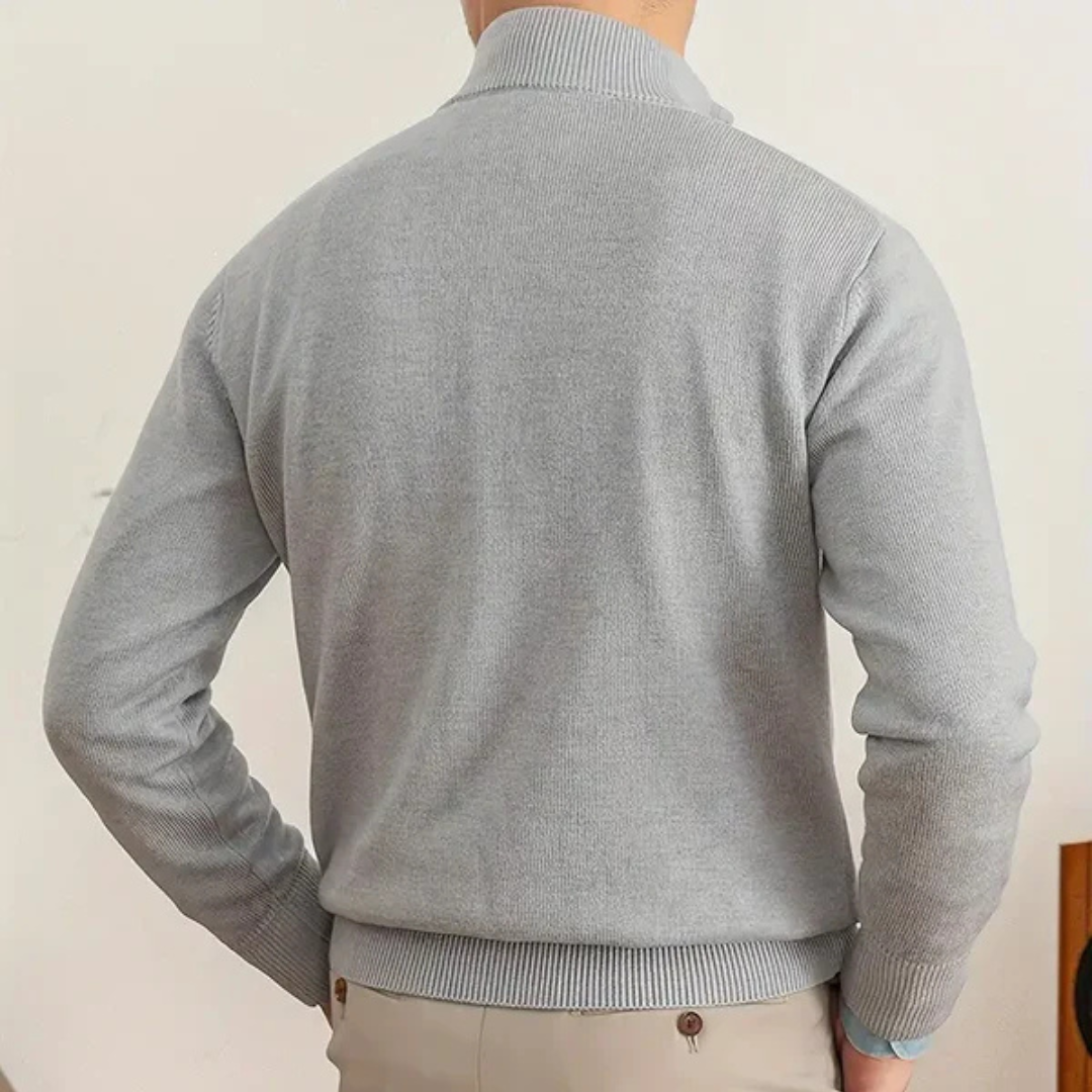 Olivier - Baumwollpullover mit halbem Zipper