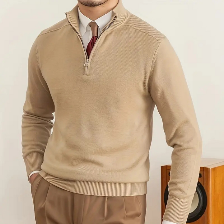 Olivier - Baumwollpullover mit halbem Zipper