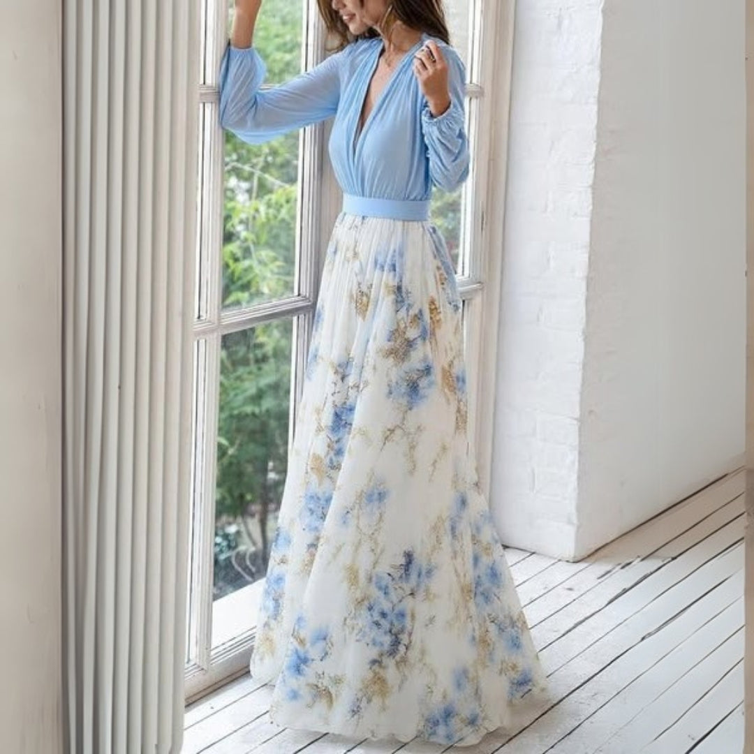 Dahlia – Frühlingsgeflüster Blumen-Maxikleid