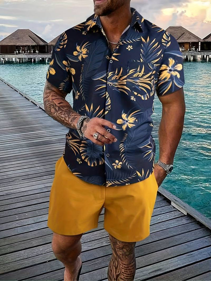 Calvin - Hemd- und Shorts-Set mit Lebendigem Blumenmuster