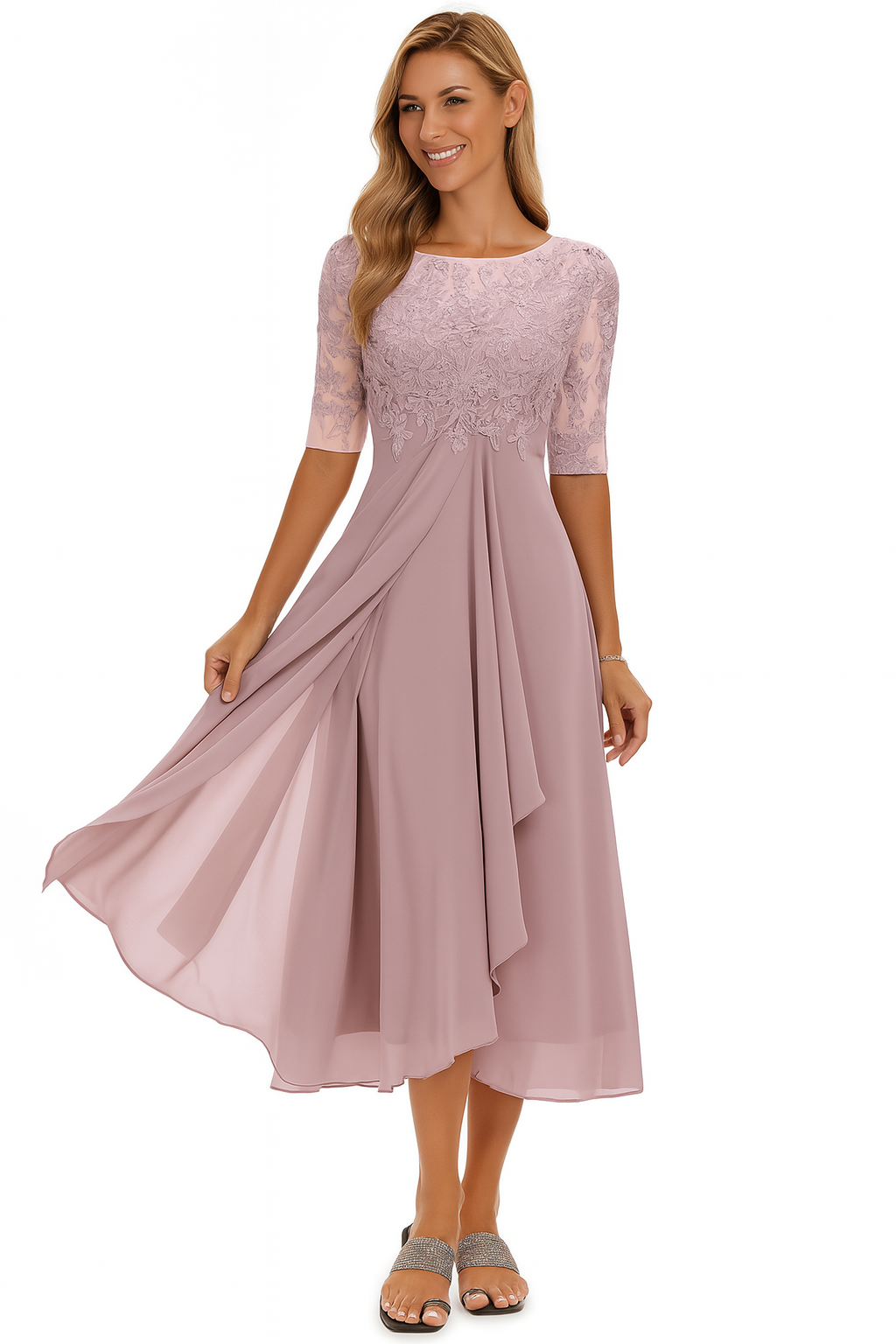 Ximena - Schickes Frauen-Spitzenkleid Kniehöhe