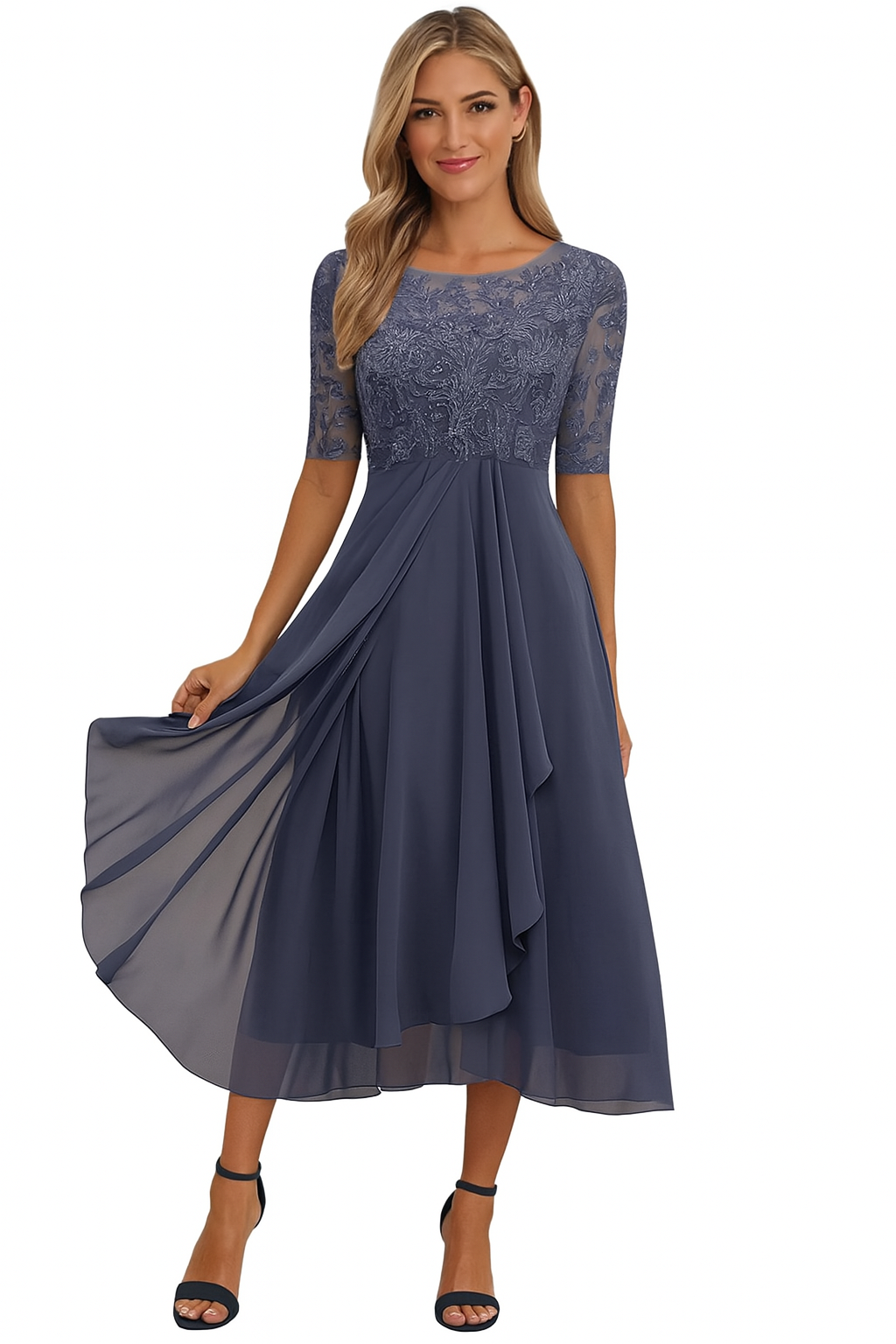 Ximena - Schickes Frauen-Spitzenkleid Kniehöhe
