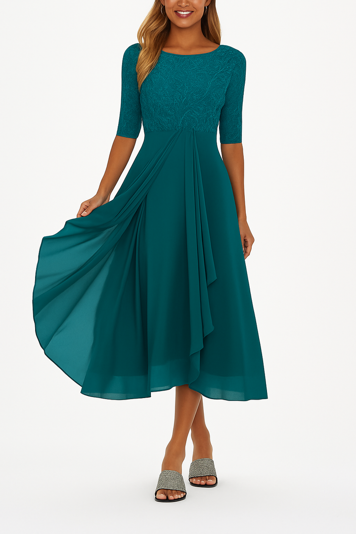 Ximena - Schickes Frauen-Spitzenkleid Kniehöhe