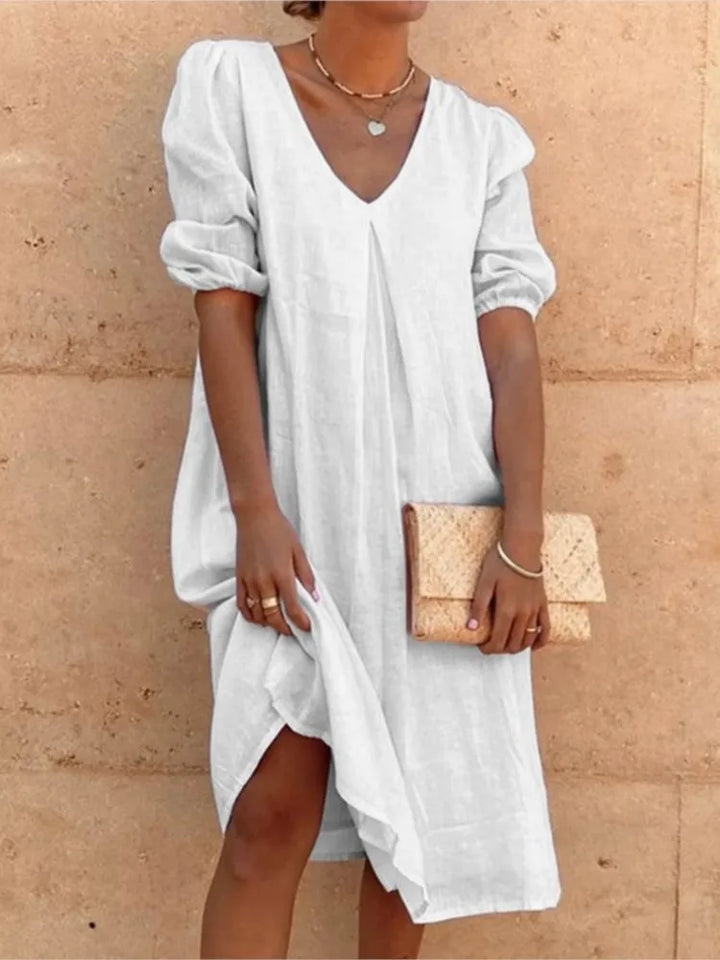 Zarae – Midi-Kleid mit lockerer Passform und eleganter Drapierung