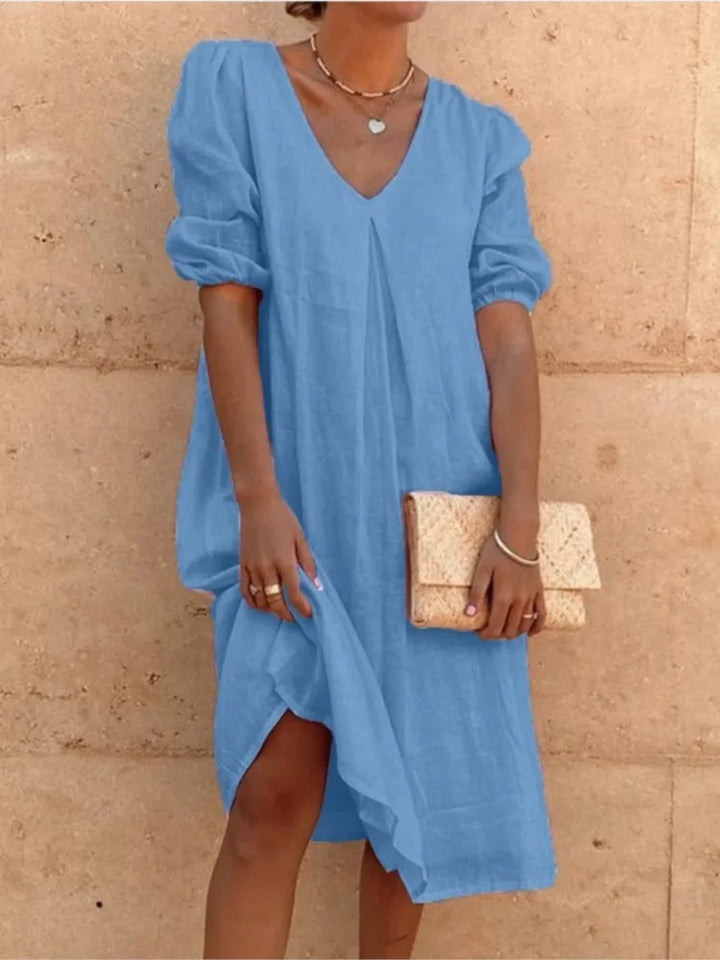 Zarae – Midi-Kleid mit lockerer Passform und eleganter Drapierung