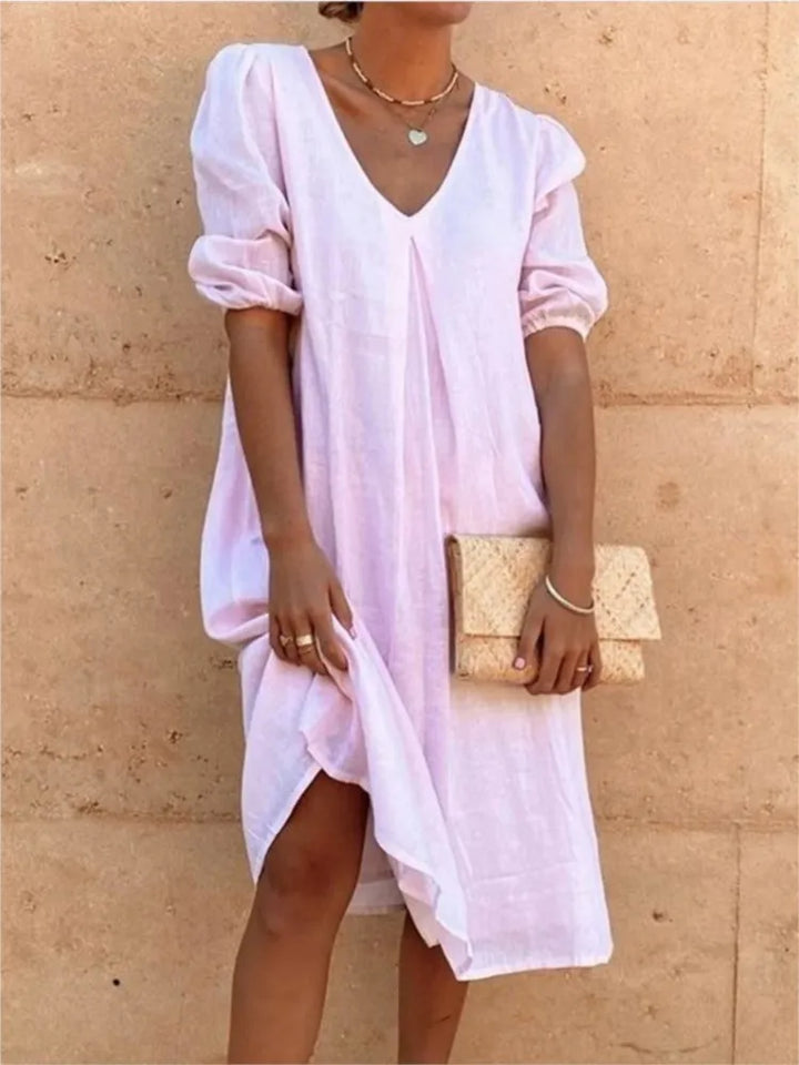 Zarae – Midi-Kleid mit lockerer Passform und eleganter Drapierung