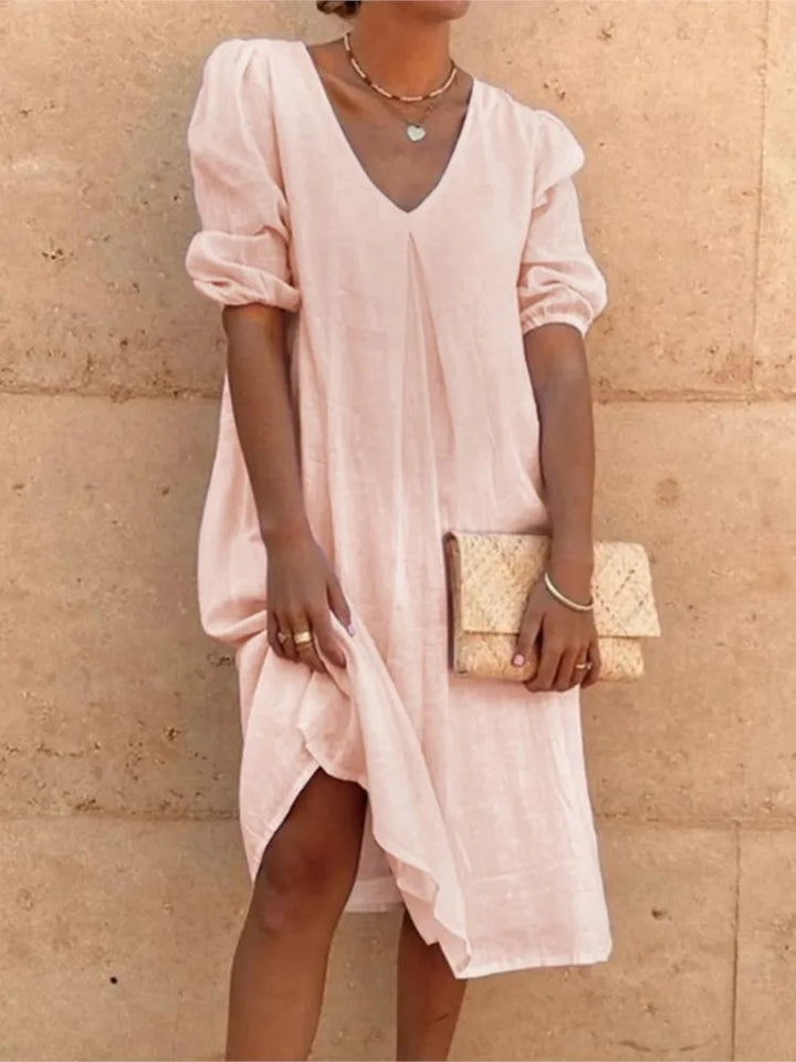 Zarae – Midi-Kleid mit lockerer Passform und eleganter Drapierung