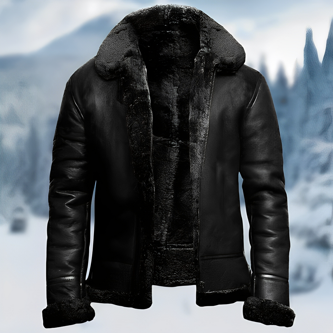 Jefferson - Robuste Herrenlederjacke mit Kragen