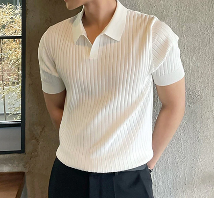 Evan - Polo-Shirt mit V-Ausschnitt