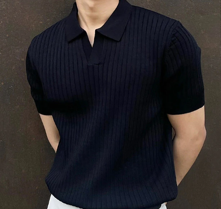 Evan - Polo-Shirt mit V-Ausschnitt