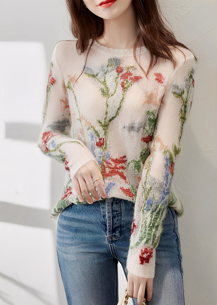 Gisselle - Eleganter Damenpullover mit Blumenmuster
